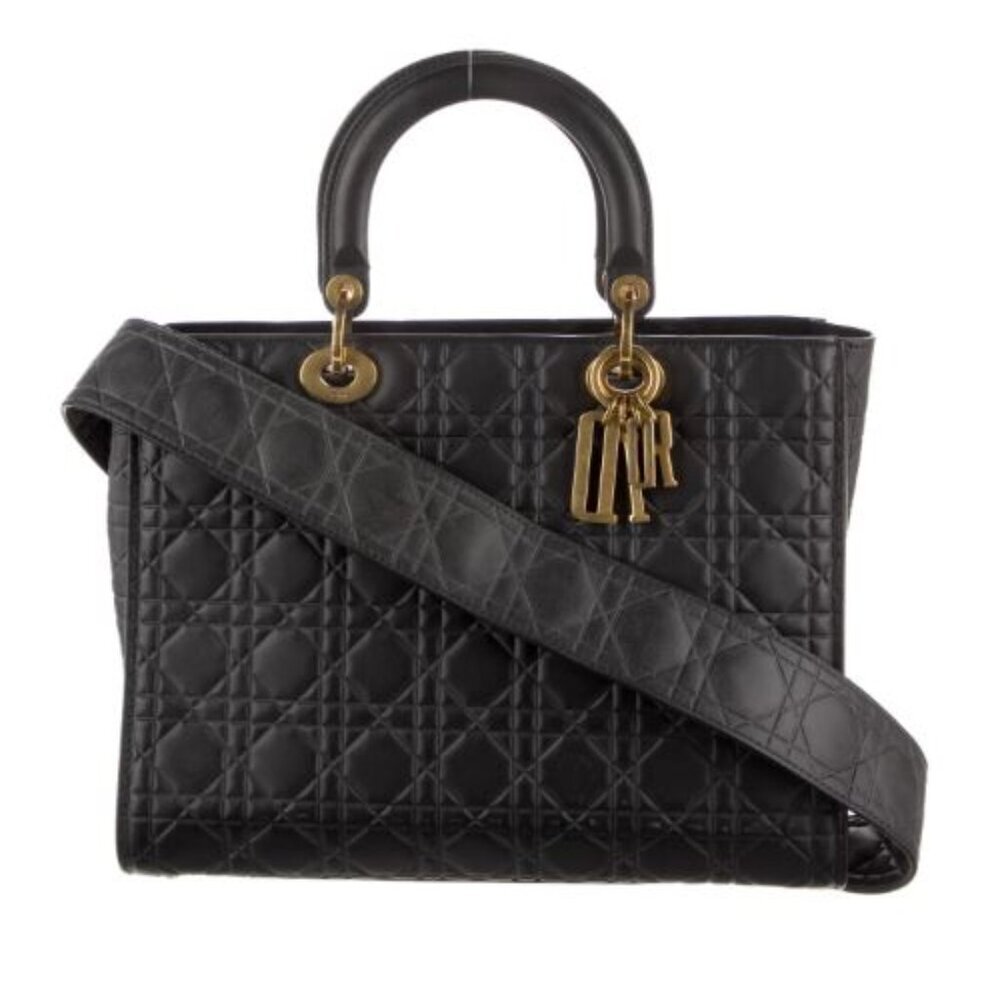 Christian Dior Large Cannage Soft Lady Dior Bag - Black Leather